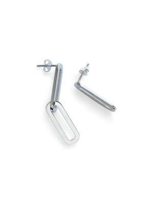 Asymmetrical paperclip oval link earrings